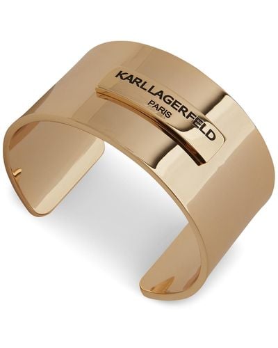 Karl Lagerfeld Tone Logo Cuff Bracelet - Natural
