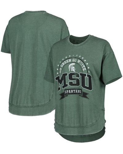 Pressbox Distressed Michigan State Spartans Vintage-like Wash Poncho Captain T-shirt - Green
