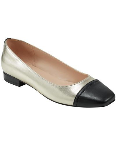 Bandolino Taprinz Square Cap Toe Ballet Flats - White