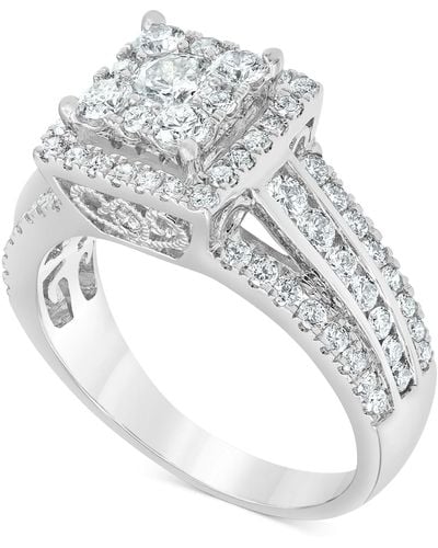 Macy's Diamond Halo Cluster Engagement Ring (1-1/2 Ct. T.w. - White