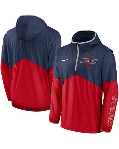 Nike Navy And Red St. Louis Cardinals Overview Half-zip Hoodie Jacket