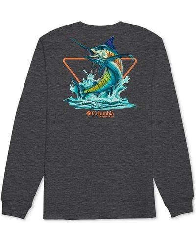 Columbia Razer Pfg Marlin Logo Graphic Long-sleeve T-shirt - Gray