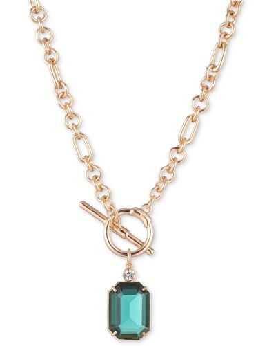 Lauren by Ralph Lauren Gold-tone Crystal & Stone 17" Pendant Necklace - Metallic