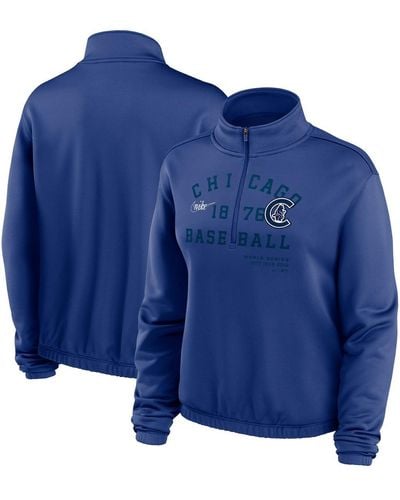 Nike Brooklyn Dodgers Rewind Splice Half-zip Sweatshirt - Blue