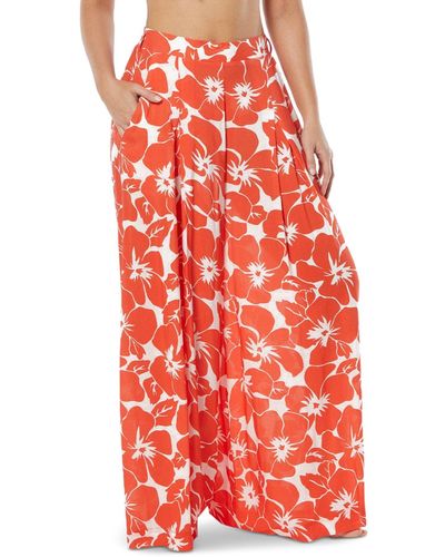 Vince Camuto Printed Wide-leg Cover-up Pants - Red