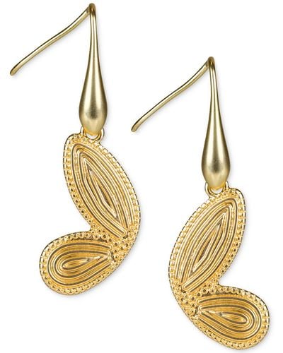 Patricia Nash Gold-tone Butterfly Wing Drop Earrings - Metallic
