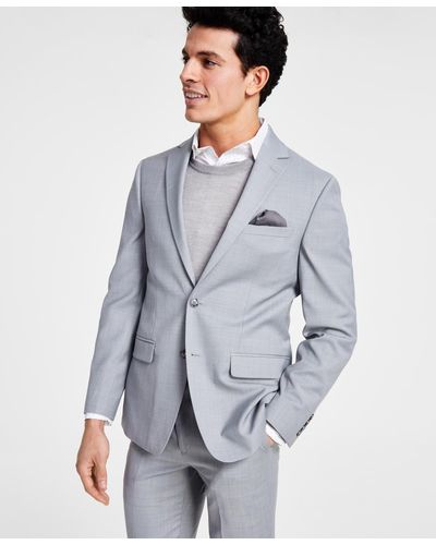 BarIII Skinny-fit Sharkskin Suit Jacket - Gray