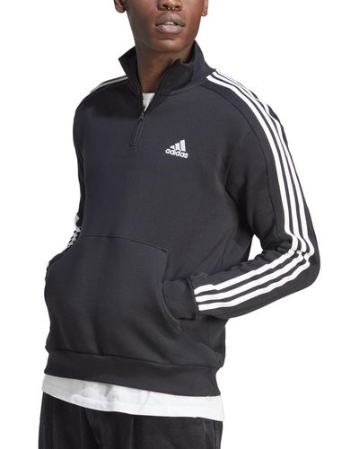 adidas Essentials Fleece 3-stripes Quarter-zip Sweatshirt - Blue