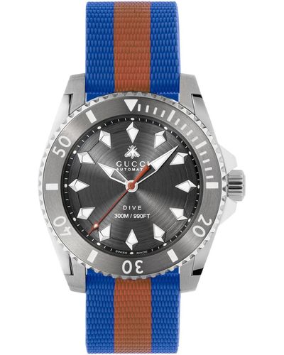 Gucci Swiss Automatic Dive Red & Blue Rubber Strap Watch 40mm