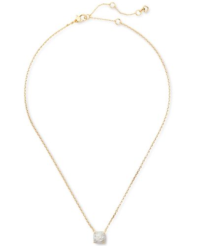 Kate Spade Gold-tone Square Glitter Stone Mini Pendant Necklace - White