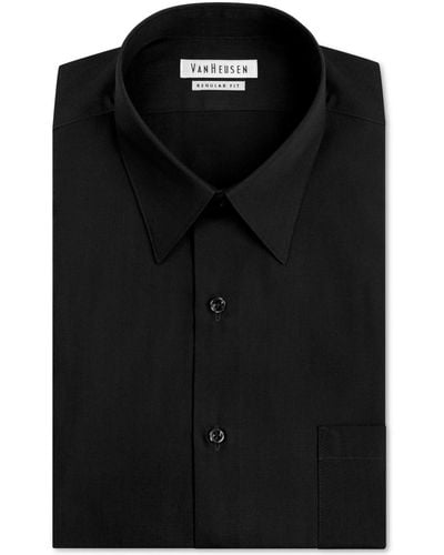 Van Heusen Men's Classic-fit Poplin Dress Shirt - Black