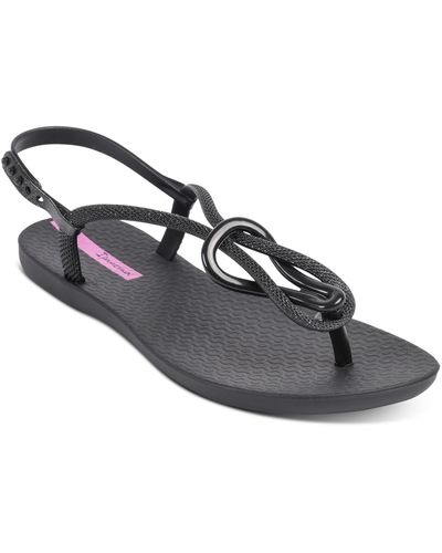 Ipanema Trendy T-strap Flat Sandals - Black