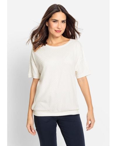 Olsen Short Sleeve Lattice Texture T-shirt - White
