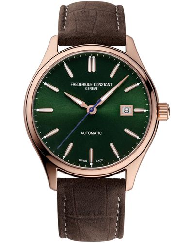 Frederique Constant Swiss Automatic Classics Index Leather Strap Watch 40mm - Green