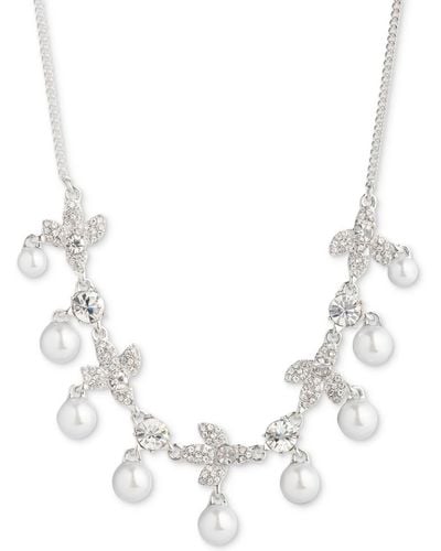 Givenchy Silver-tone Crystal & Imitation Pearl Statement Necklace - White