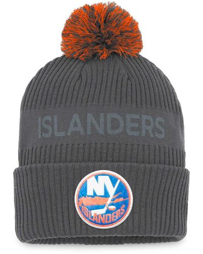 Fanatics New York Islanders Authentic Pro Home Ice Cuffed Knit Hat - Gray