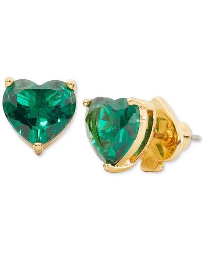Kate Spade Gold-tone Stone Heart Stud Earrings - Green