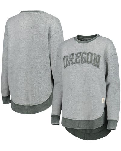Pressbox Distressed Oregon Ducks Ponchoville Pullover Sweatshirt - Gray