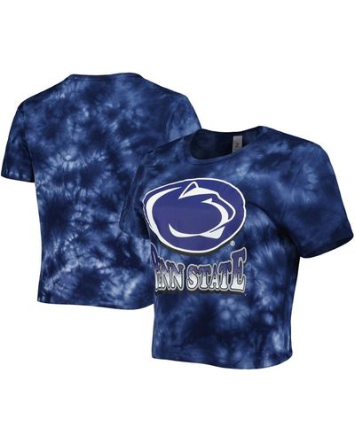 ZooZatZ Penn State Nittany Lions Cloud-dye Cropped T-shirt - Blue