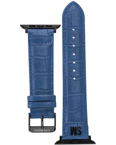 Steve Madden Crocograin Faux Leather Band Compatible - Blue