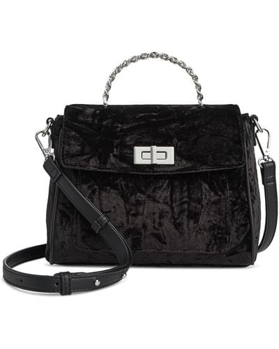 INC International Concepts Emiliee Velvet Mini Top Handle Handbag - Black