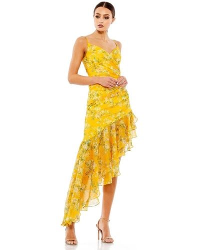 Mac Duggal Ieena Sleeveless Asymmetrical Hem Dress - Yellow