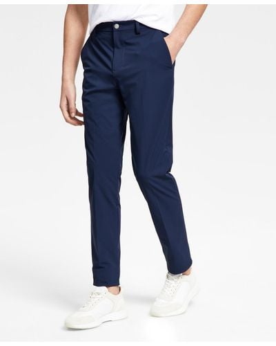 Calvin Klein Slim Fit Tech Solid Performance Dress Pants - Blue