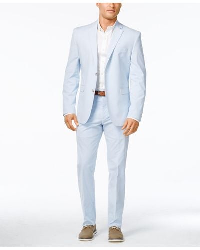 Perry Ellis Portfolio Men's Slim-fit Light Blue Seersucker Suit