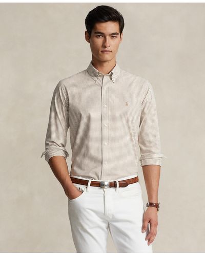 Polo Ralph Lauren Classic-fit Gingham Stretch Poplin Shirt - Natural