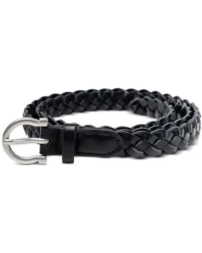Style & Co. Braided Faux-leather Belt - Black