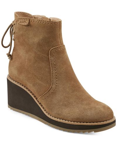 Earth lace up suede wedge sale booties