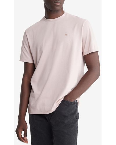 Calvin Klein Smooth Cotton Solid Crewneck T-shirt - Pink