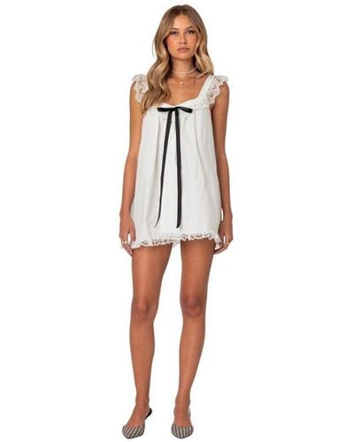 Edikted Rayne Lacey Babydoll Mini Dress - White