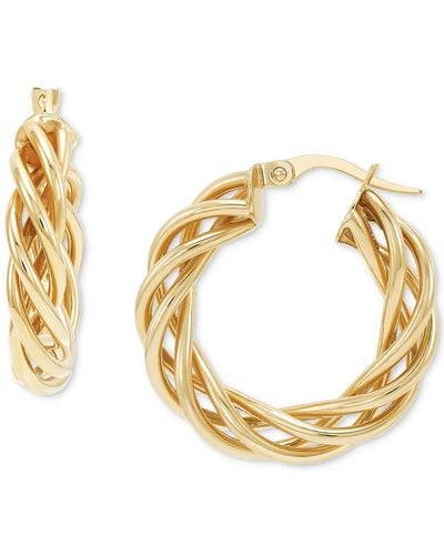 Italian Gold Italian Braided Small Hoop Earrings - Metallic