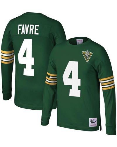 Mitchell & Ness Brett Favre Bay Packers 1994 Retired Player Name And Number Long Sleeve T-shirt - Green