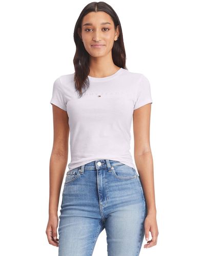 Tommy Hilfiger Cotton Slim-fit Tonal-logo T-shirt - White