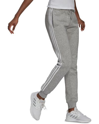 adidas 3-stripe Cotton Fleece Sweatpant Jogger - Gray