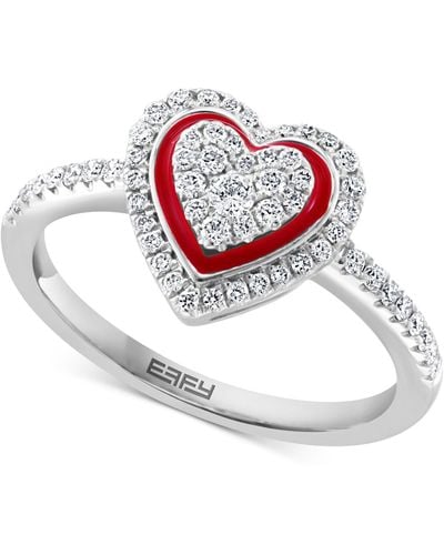 Effy Effy Diamond & Enamel Heart Halo Ring (1/3 Ct. T.w. - Multicolor