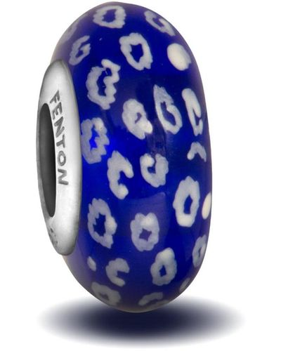 Fenton Glass Jewelry: Ice Leopard Glass Charm - Blue