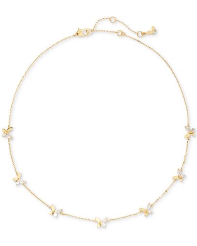 Kate Spade Gold-tone Crystal Social Butterfly Station Necklace, 17" + 3" Extender - Natural