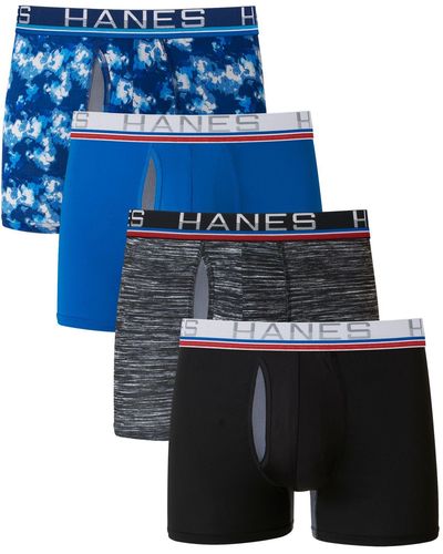 Hanes 4-pk. Ultimate Sport With X-temp Total Support Pouch Trunks - Blue