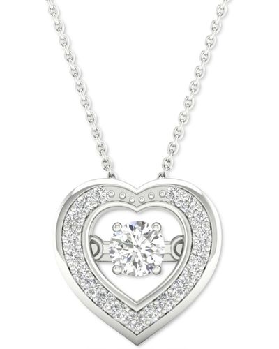 Twinkling Diamond Star Diamond Heart Halo 18" Pendant Necklace (1/4 Ct. T.w. - White