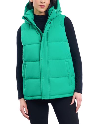 BCBGeneration Hooded Stand-collar Puffer Vest - Green
