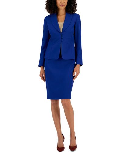 Le Suit Shawl-collar Slim Skirt Suit - Blue