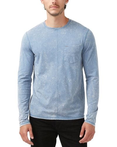 Buffalo David Bitton Kahel Relaxed-fit Long-sleeve Pocket T-shirt - Blue