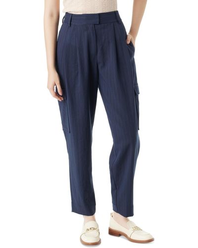 Sam Edelman Laila Pinstriped Pleated Tapered Pants - Blue
