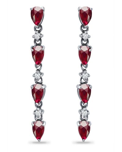 Giani Bernini Created Ruby And Cubic Zirconia Linear Drop Earrings - Red