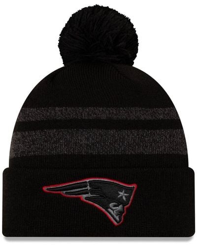 KTZ New England Patriots Dispatch Cuffed Knit Hat With Pom - Black