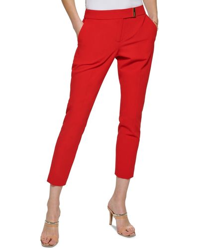 DKNY Petite Straight-leg Pants - Red