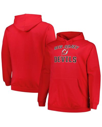 Profile New Jersey Devils Big And Tall Arch Over Logo Pullover Hoodie - Red